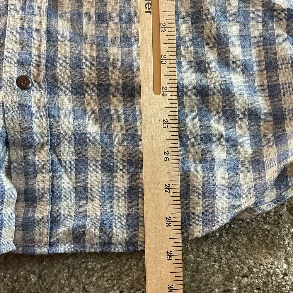 J Crew Slim Fit Homespun Cotton Shirt Blue‎ White Plaid Button Down Medium